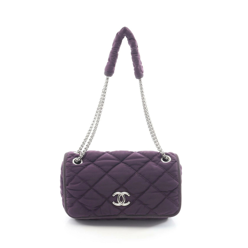 Chanel Coco Mark Shoulder Bag Canvas Purple